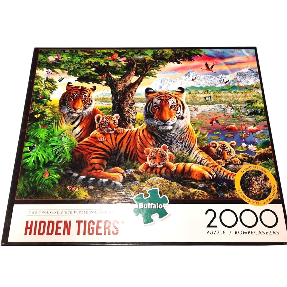 Buffalo Games Hidden Tigers 2000 Piece Jigsaw Puzzle 12 Hidden Images Jungle Art